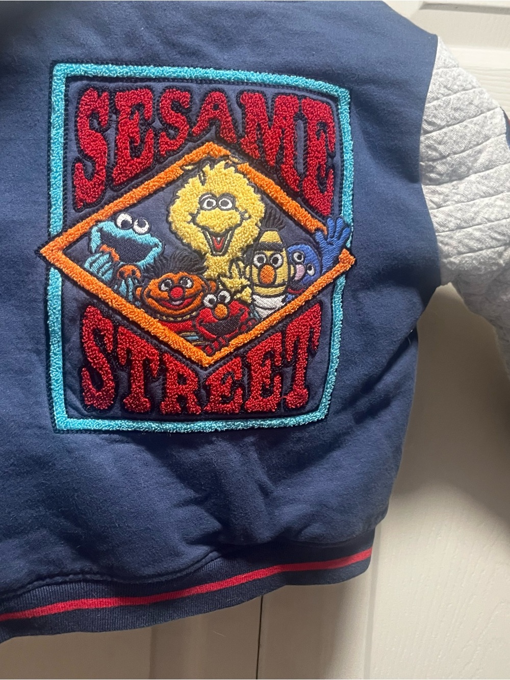 Sesame Street Navy Blue Sweatshirt with Multicolor Embroidered Patch